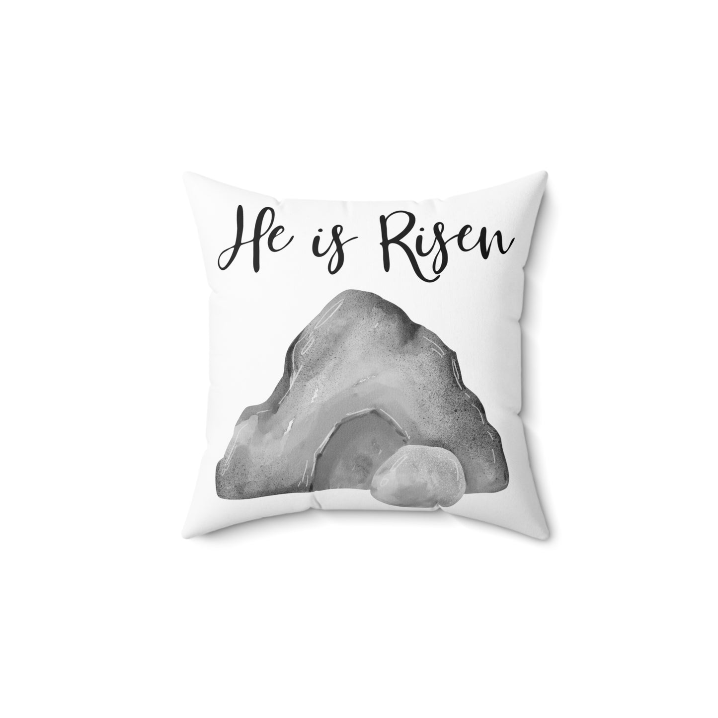 He is Risen Inspirational Throw Pillow - Decorative Spun Polyester Square Cushion for Easter & Spring Decor