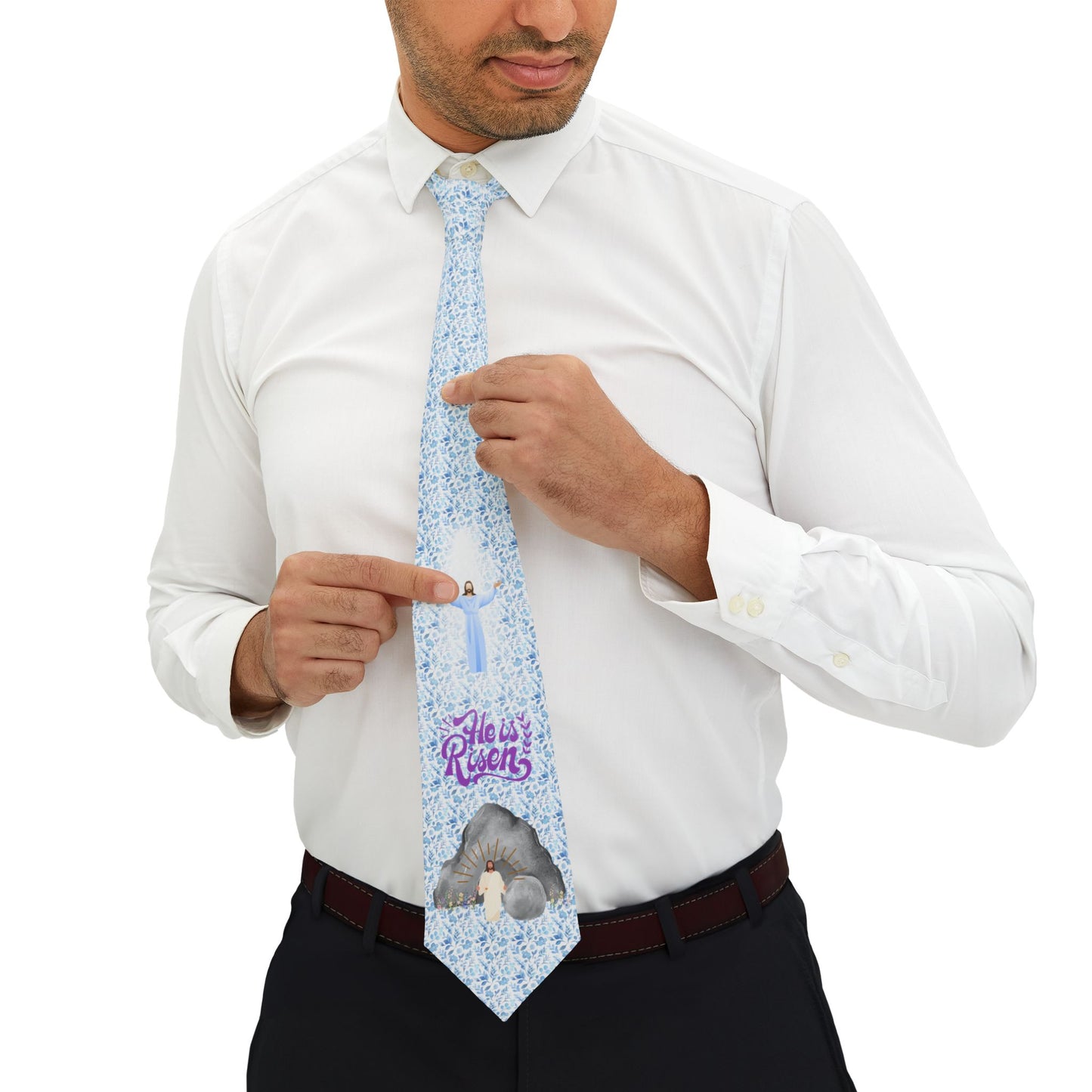 Religious Themed Necktie - 'He is Risen' and 'Let Us Rejoice' Designs