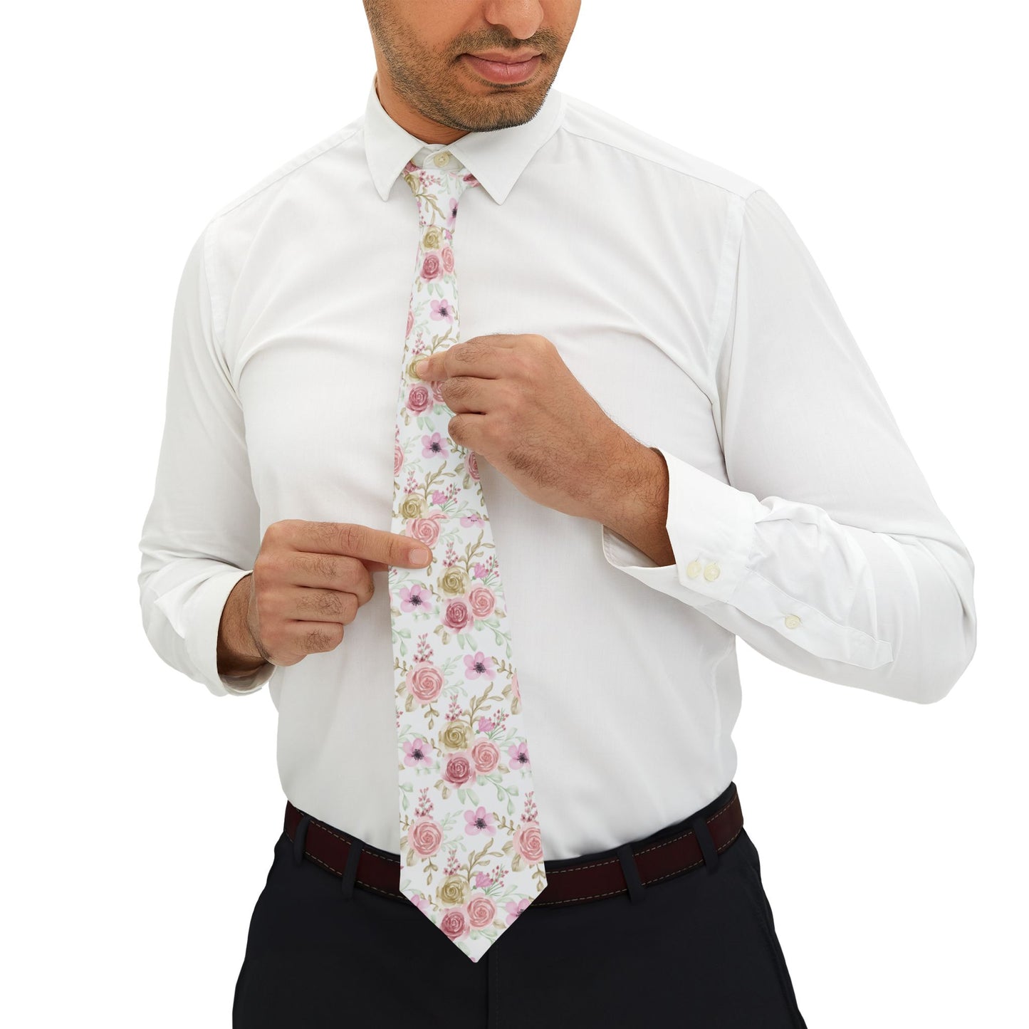 Pink Floral Pattern Necktie | Cherry Blossom Slim Tie