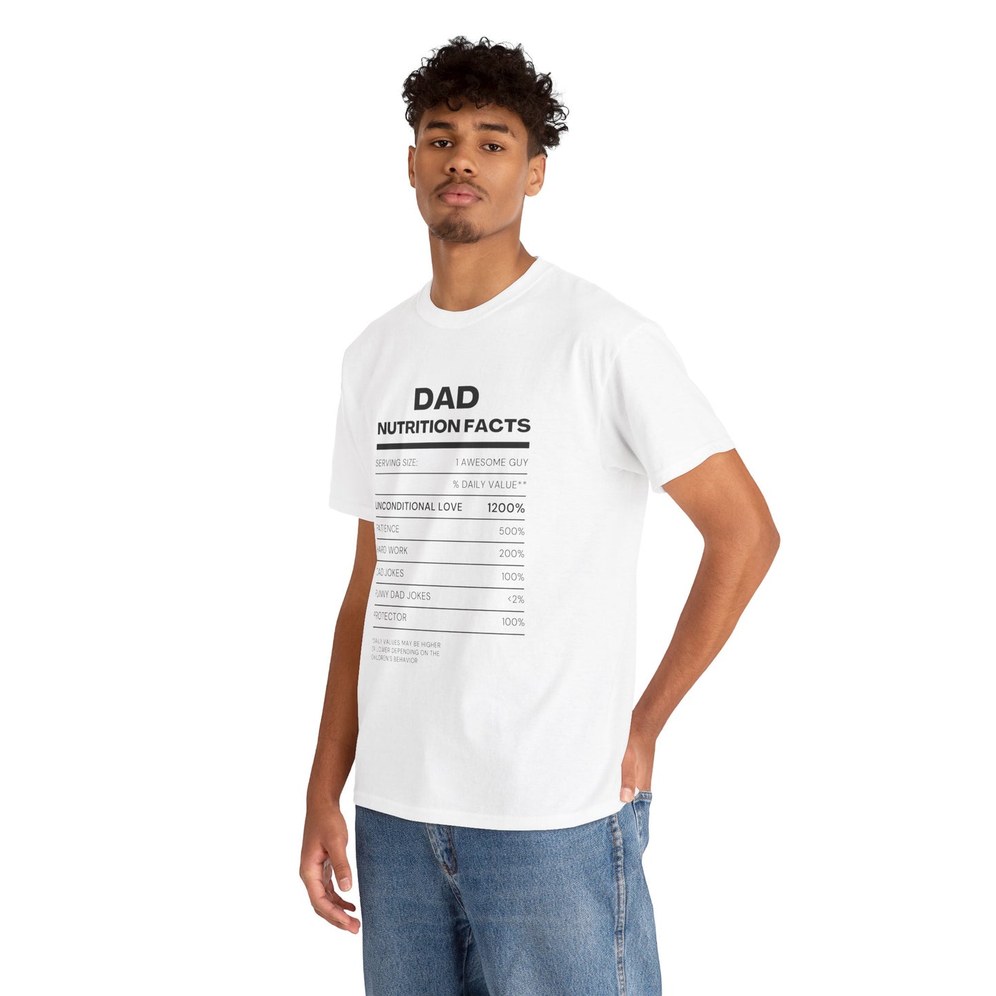 Dad Nutrition Facts T-Shirt | Funny Gift for Dads | Unisex Heavy Cotton Tee for Father's Day, Birthdays, Family Gatherings, Casual Wear