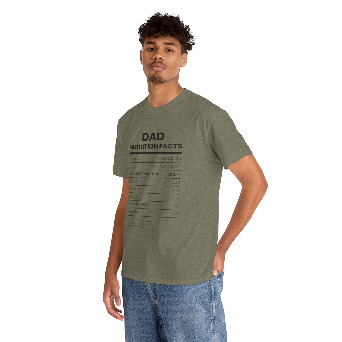 Dad Nutrition Facts T-Shirt | Funny Gift for Dads | Unisex Heavy Cotton Tee for Father's Day, Birthdays, Family Gatherings, Casual Wear
