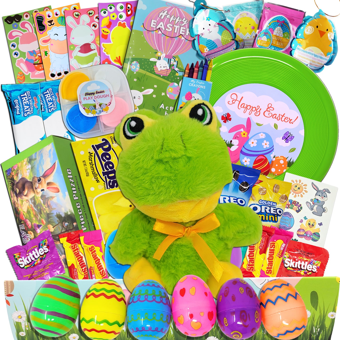 Easter Care Package for Kids - Prefilled Complete with Toys & Candy, Pre-made Basket Fillers