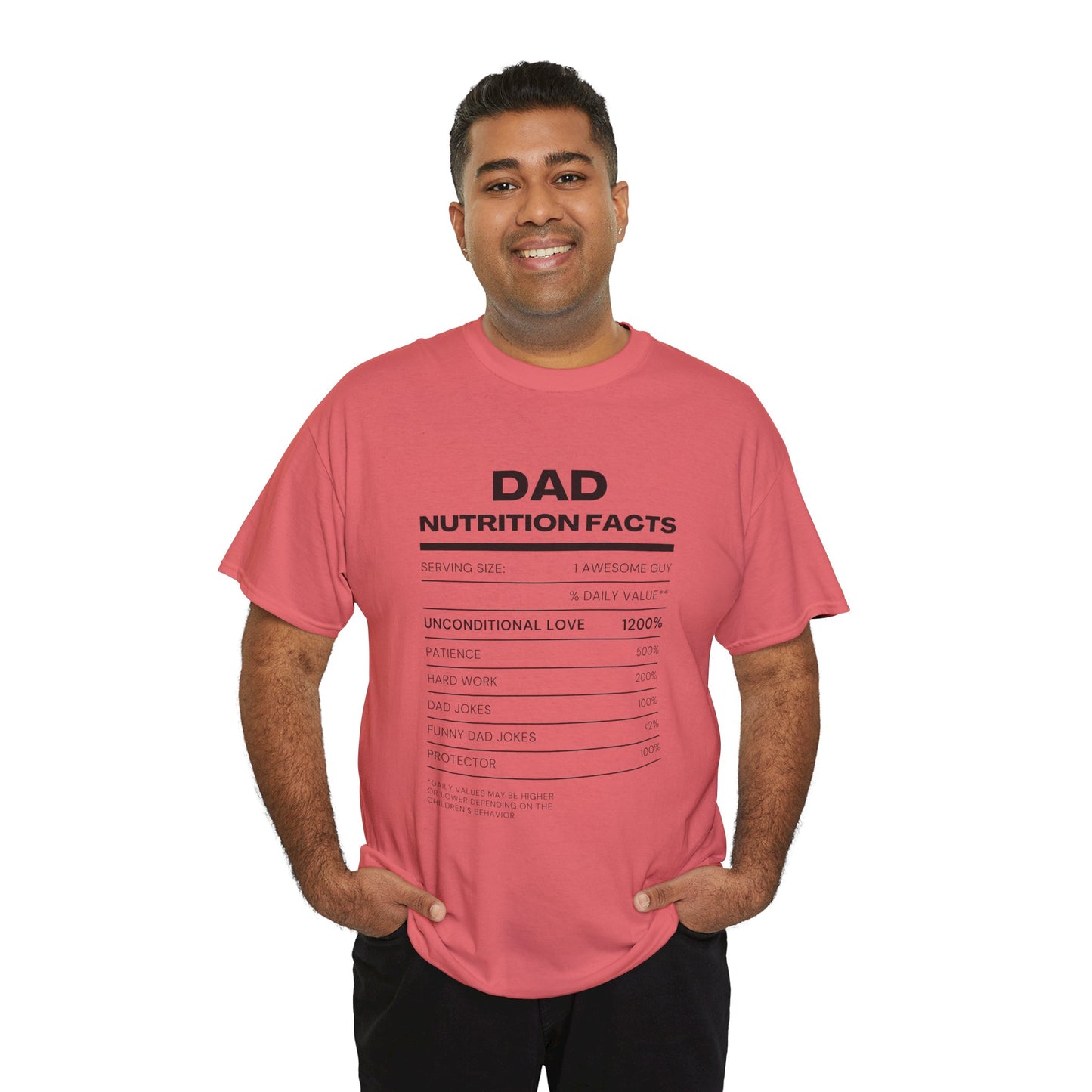 Dad Nutrition Facts T-Shirt | Funny Gift for Dads | Unisex Heavy Cotton Tee for Father's Day, Birthdays, Family Gatherings, Casual Wear