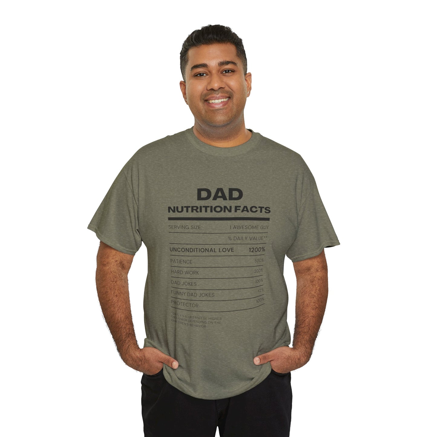 Dad Nutrition Facts T-Shirt | Funny Gift for Dads | Unisex Heavy Cotton Tee for Father's Day, Birthdays, Family Gatherings, Casual Wear