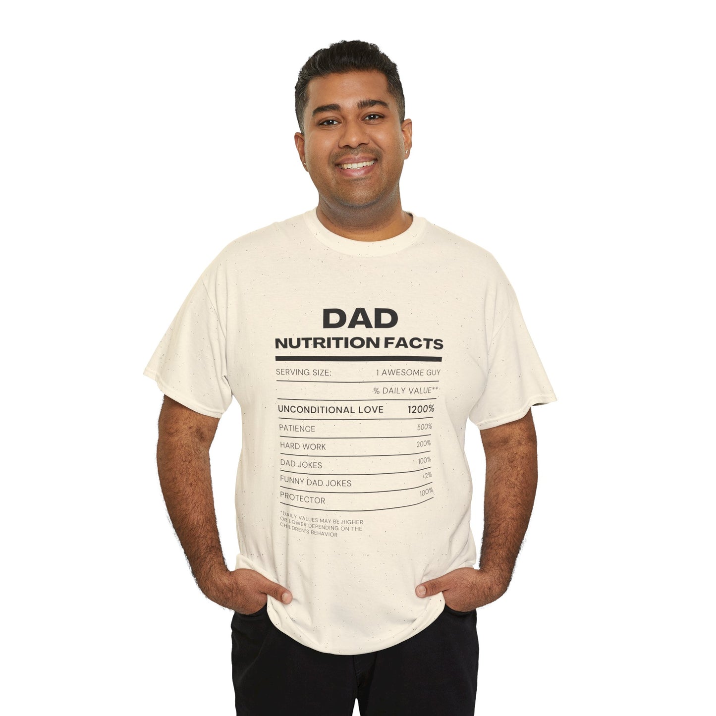 Dad Nutrition Facts T-Shirt | Funny Gift for Dads | Unisex Heavy Cotton Tee for Father's Day, Birthdays, Family Gatherings, Casual Wear