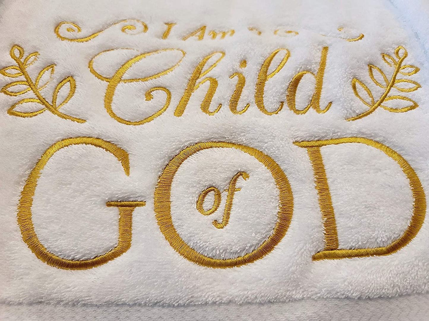 I Am A Child of God Embroidered Soft Large White Towel - Baptism Gift