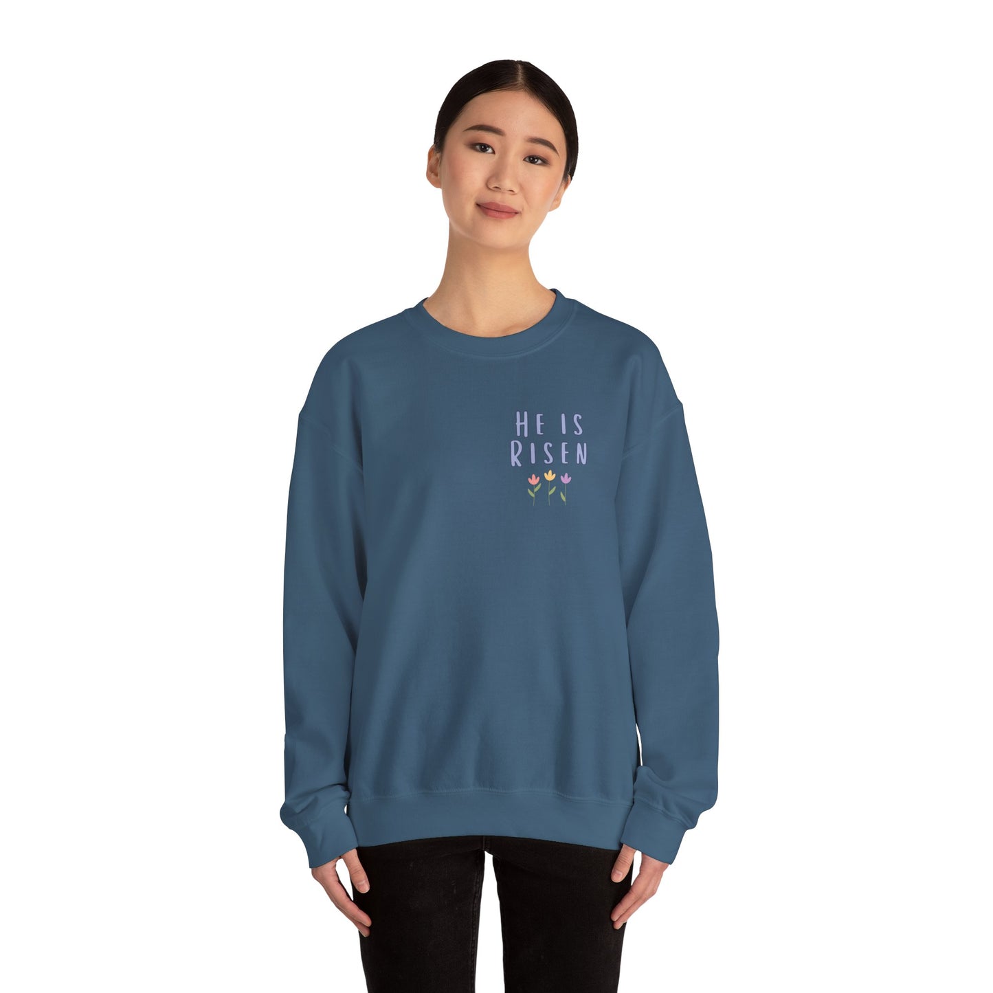 He Is Risen! Easter sweatshirt | Cute simple flower design