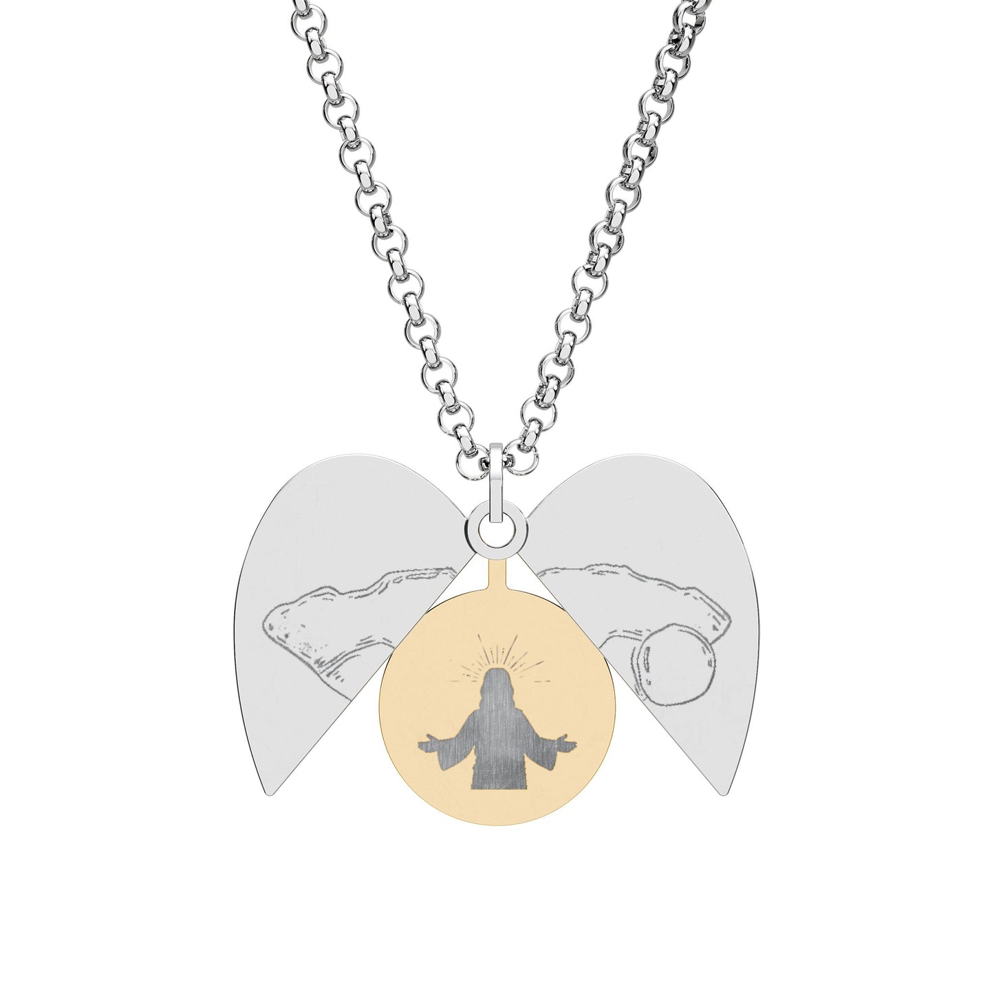 Resurrected Tomb Jesus Heart Necklace | Engraved Easter Pendant