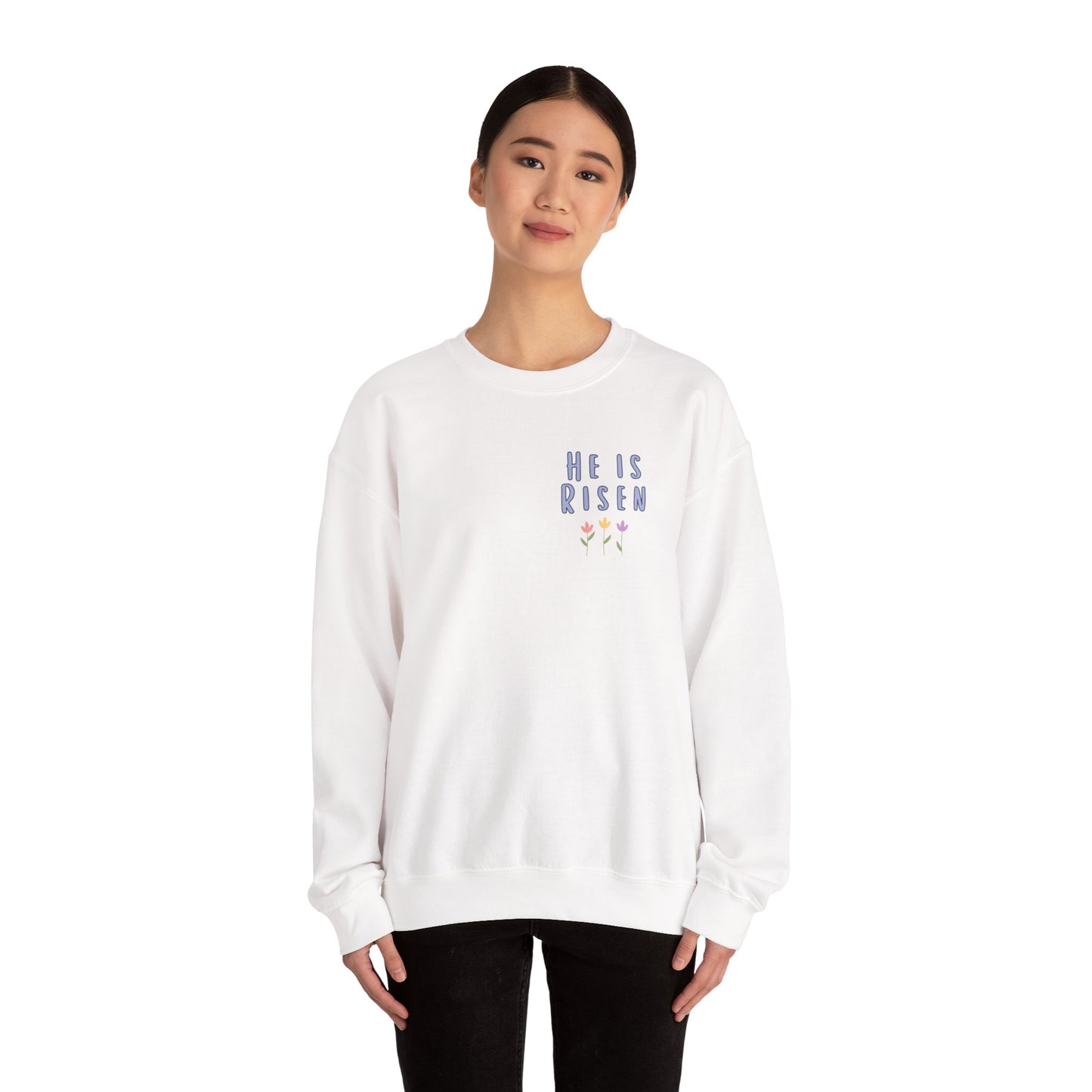 He Is Risen! Easter sweatshirt | Cute simple flower design