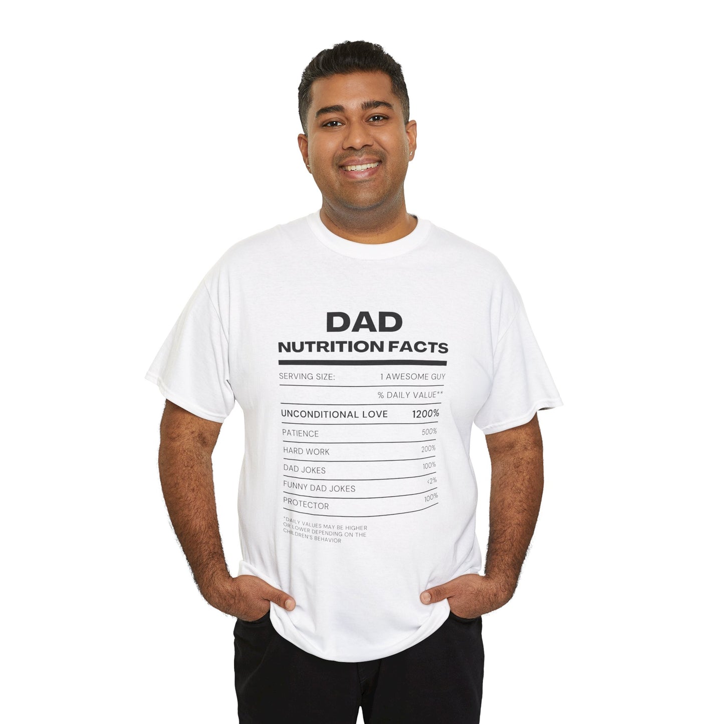Dad Nutrition Facts T-Shirt | Funny Gift for Dads | Unisex Heavy Cotton Tee for Father's Day, Birthdays, Family Gatherings, Casual Wear
