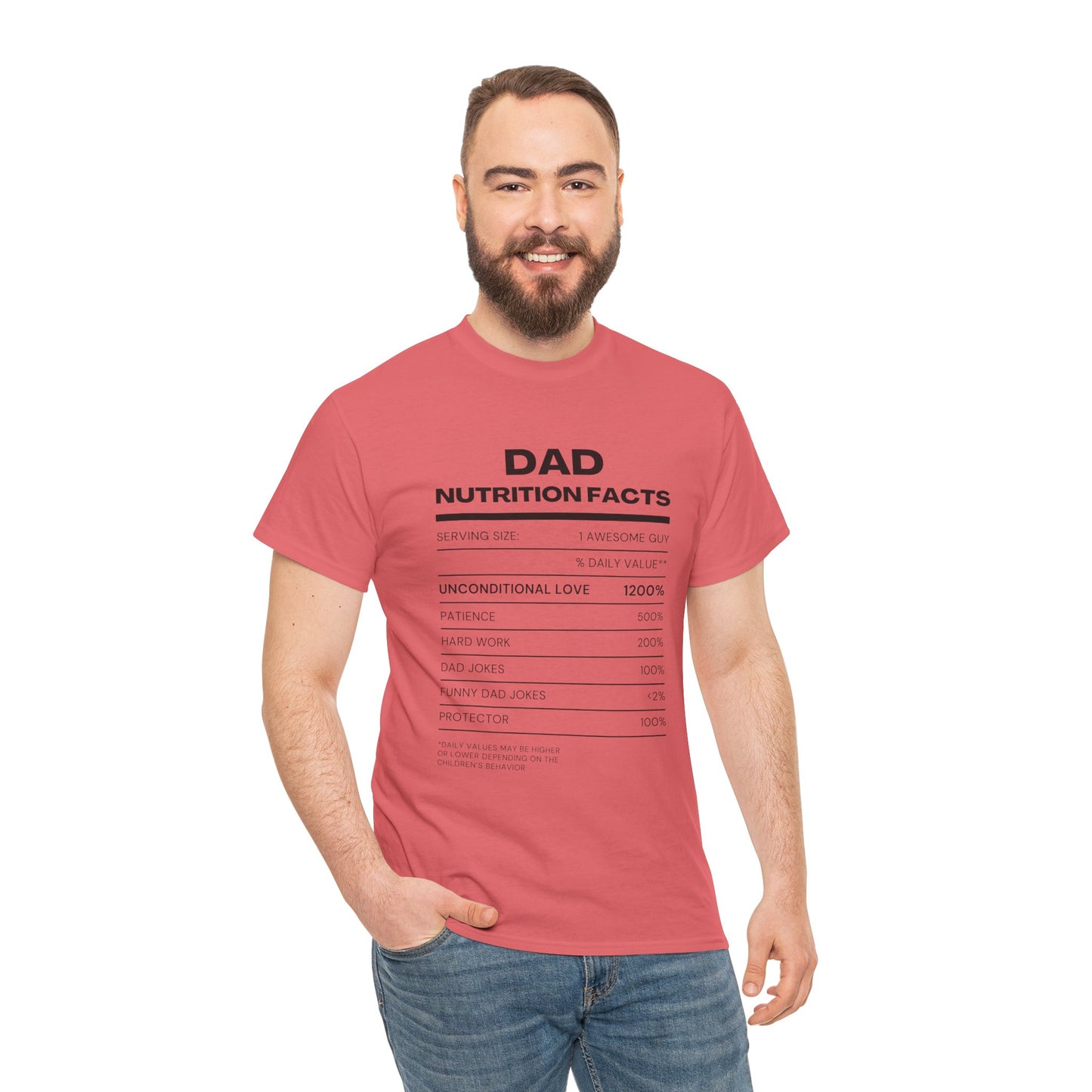 Dad Nutrition Facts T-Shirt | Funny Gift for Dads | Unisex Heavy Cotton Tee for Father's Day, Birthdays, Family Gatherings, Casual Wear