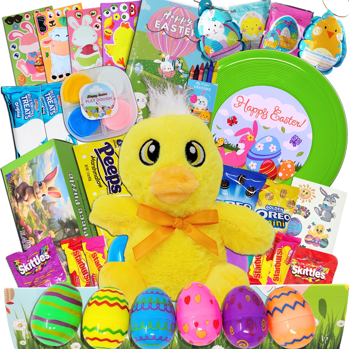 Easter Care Package for Kids - Prefilled Complete with Toys & Candy, Pre-made Basket Fillers