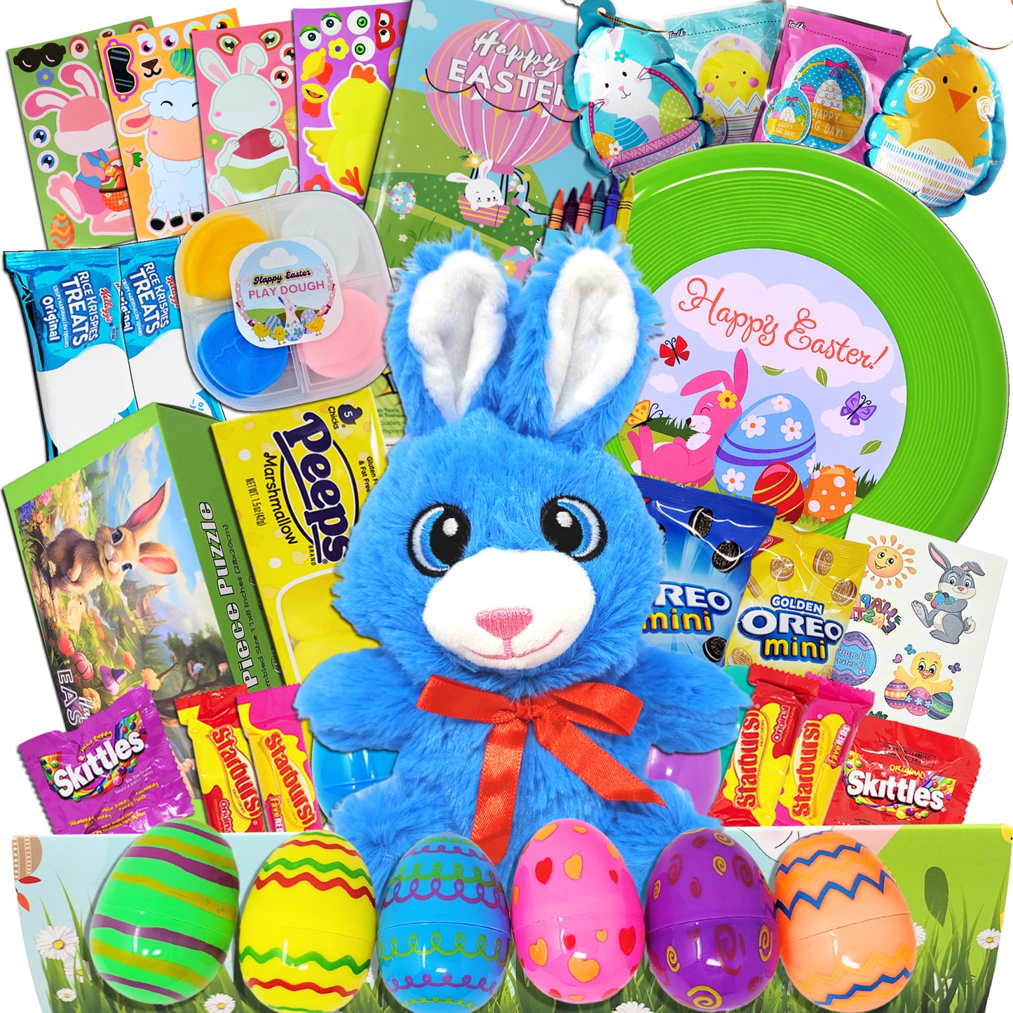 Easter Care Package for Kids - Prefilled Complete with Toys & Candy, Pre-made Basket Fillers