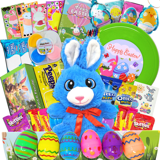 Easter Care Package for Kids - Prefilled Complete with Toys & Candy, Pre-made Basket Fillers