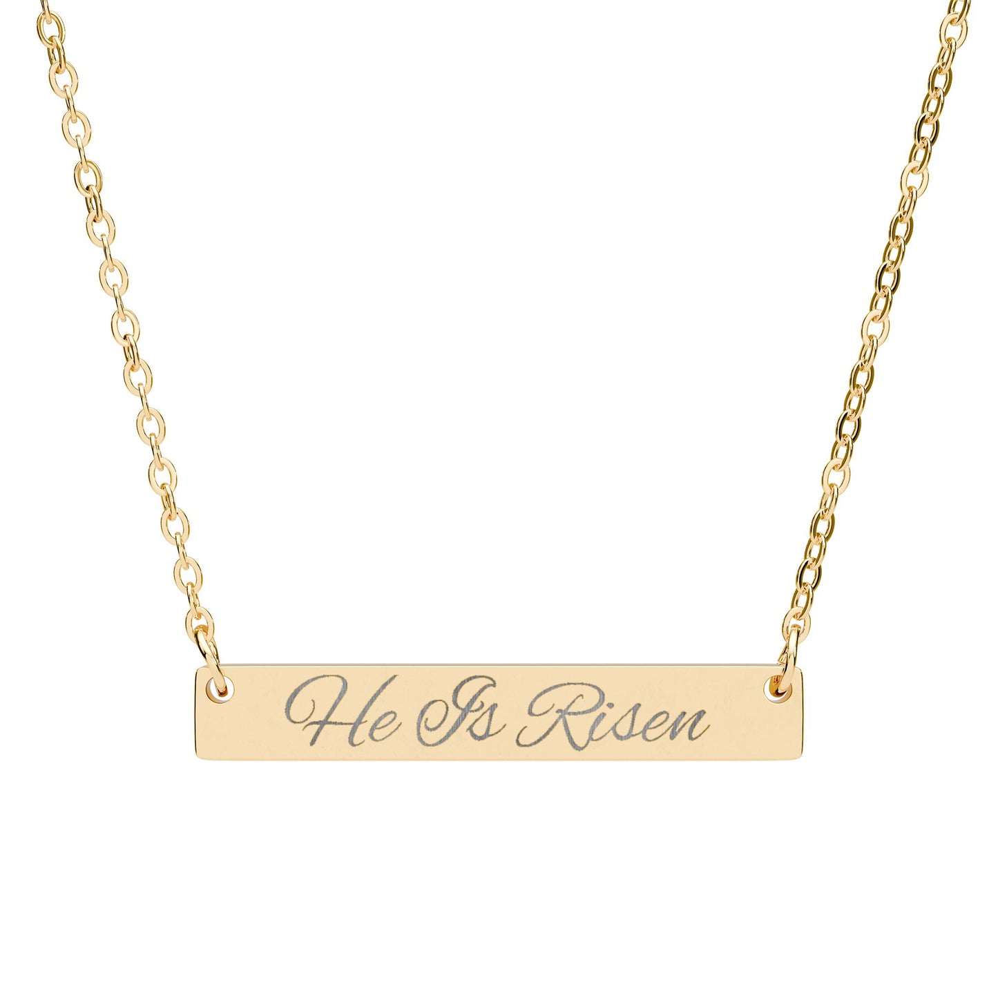 He Is Risen Necklace Horizontal Bar Necklace | Easter Engraved