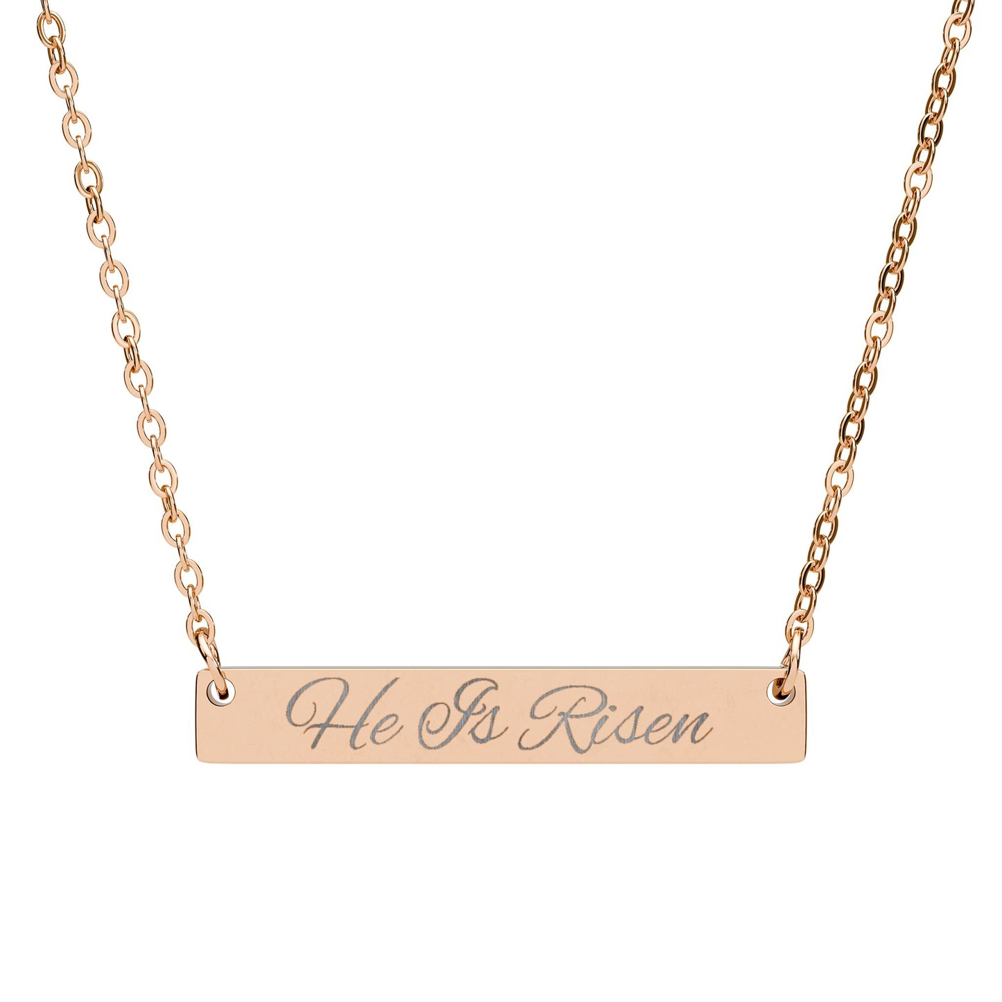He Is Risen Necklace Horizontal Bar Necklace | Easter Engraved