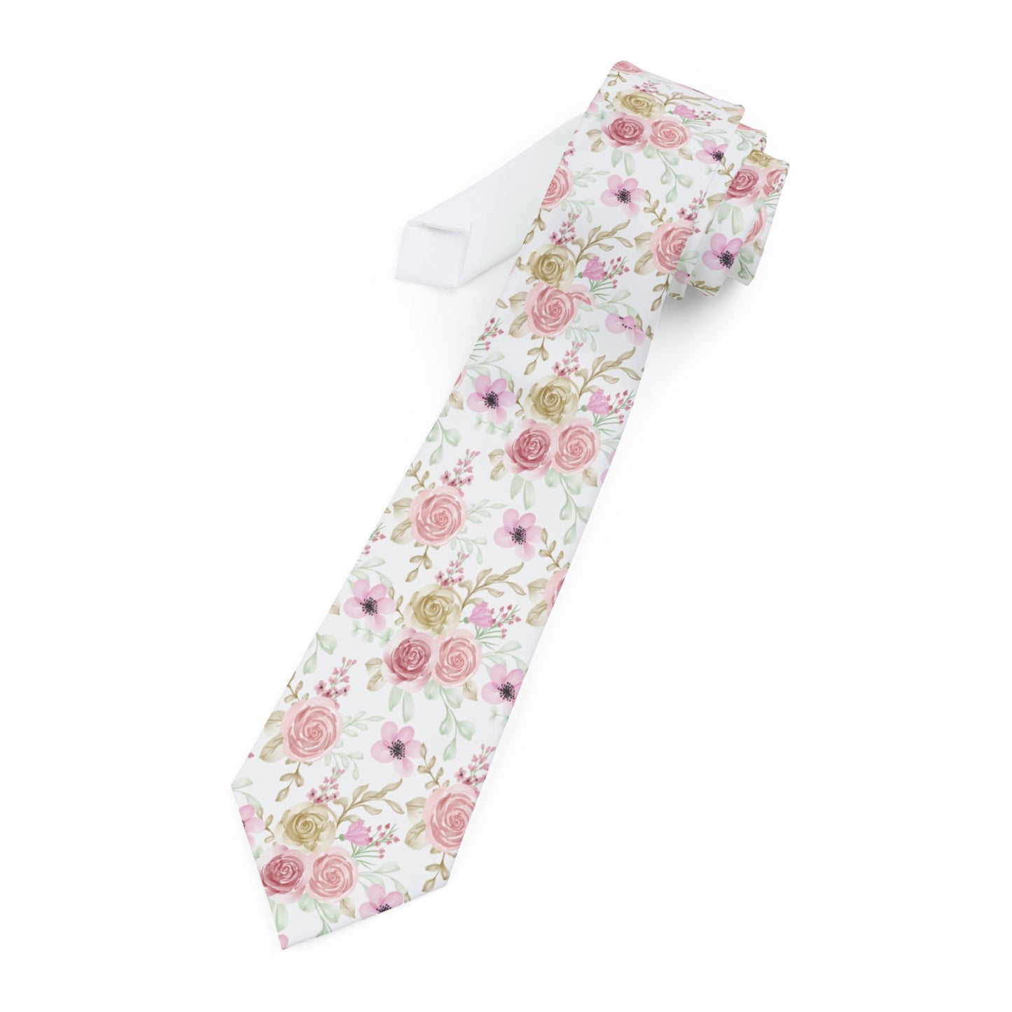 Pink Floral Pattern Necktie | Cherry Blossom Slim Tie
