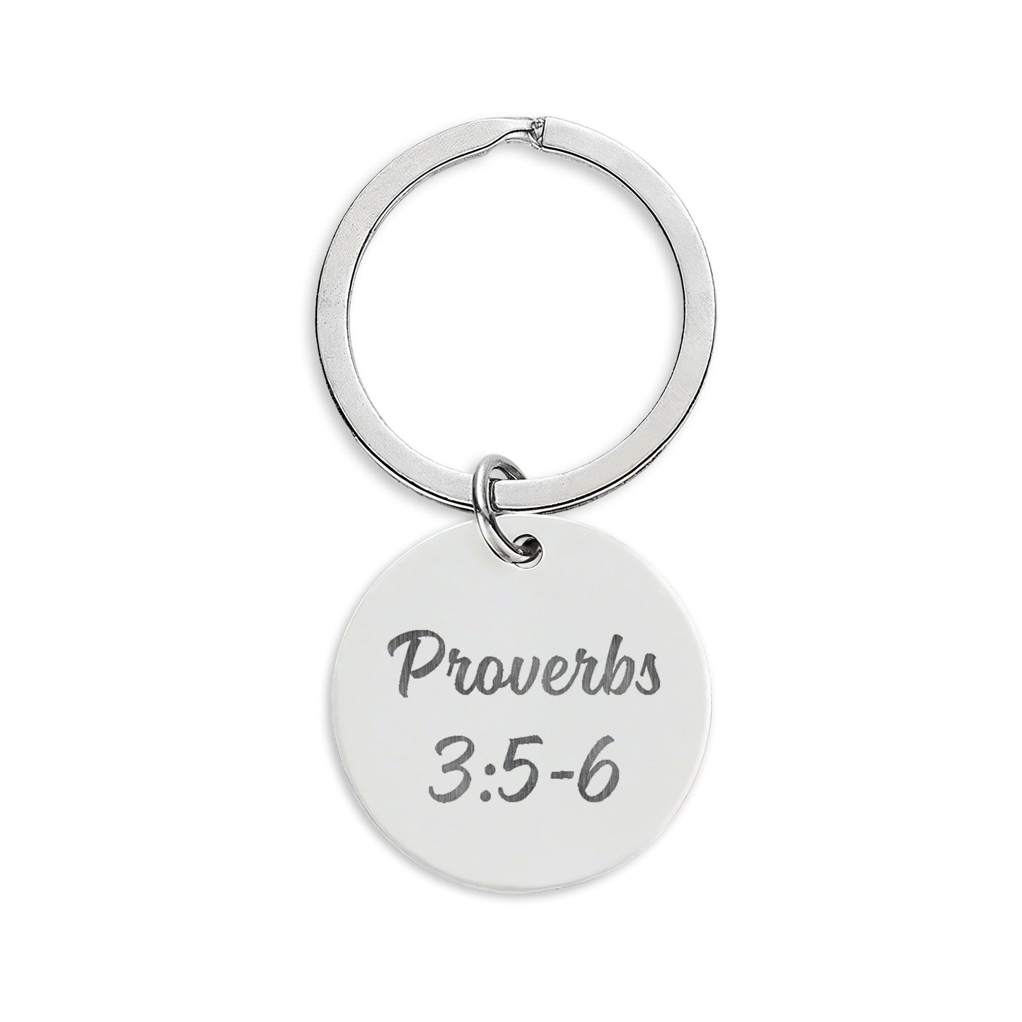 Proverbs 3:5-6 Keychain | Round Stainless Steel Keychain