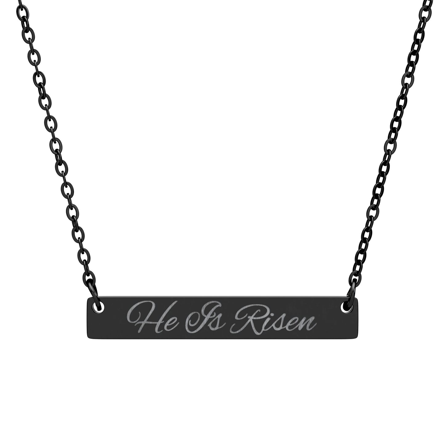 He Is Risen Necklace Horizontal Bar Necklace | Easter Engraved