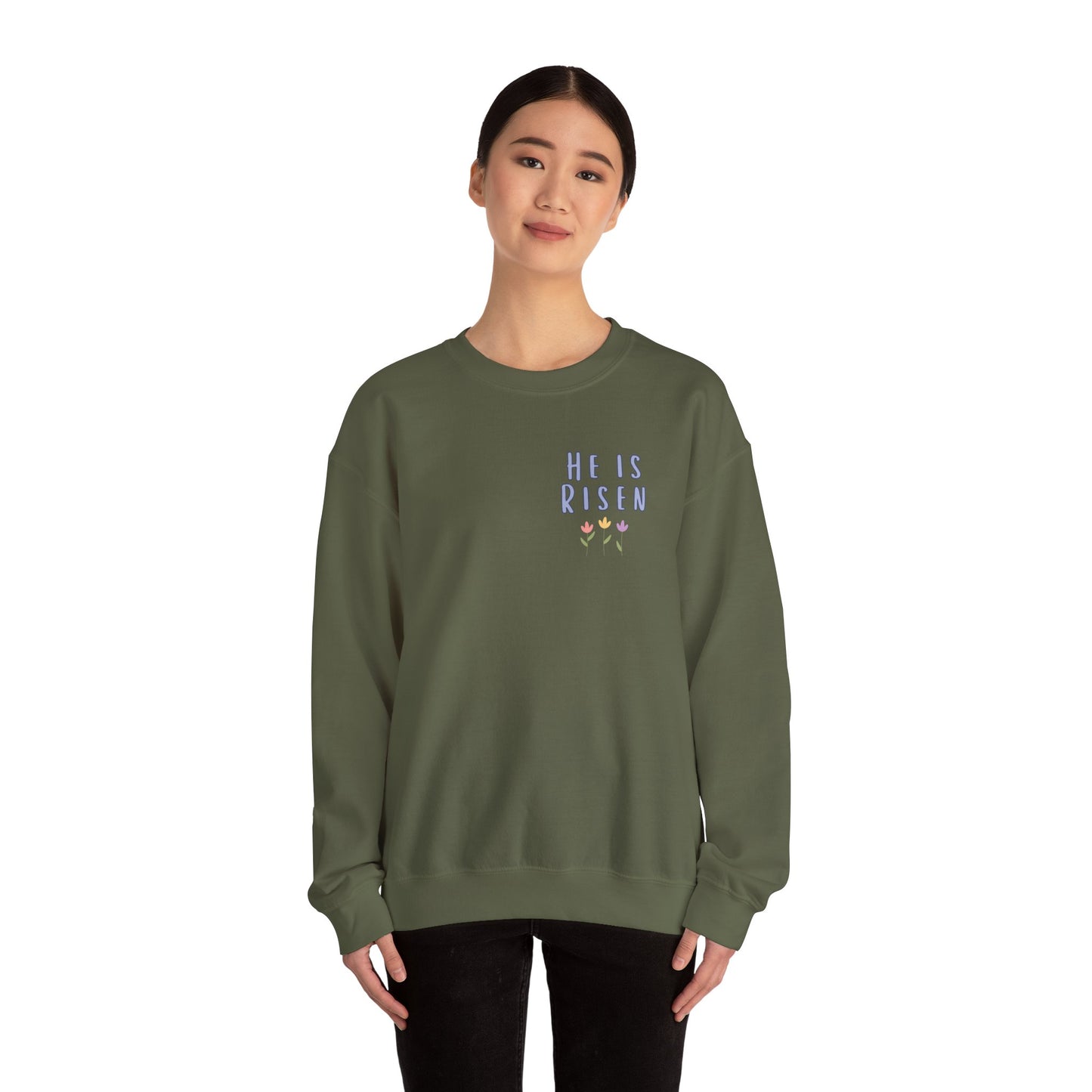 He Is Risen! Easter sweatshirt | Cute simple flower design