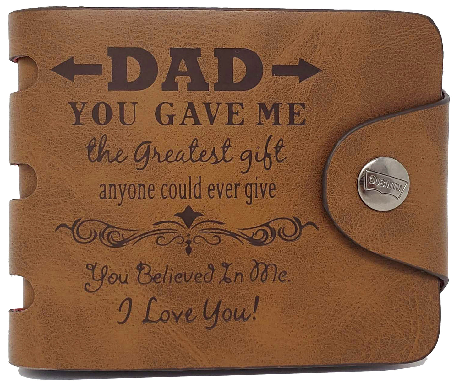 Father's Day Gift Set - Candy Poster Love Note and Personalized Engraved Wallet Gift for Dad