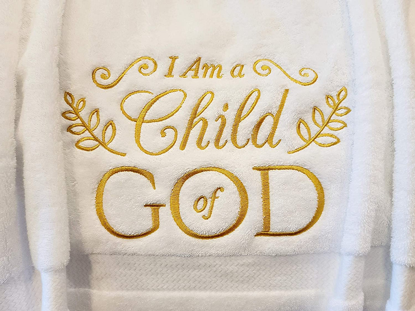 I Am A Child of God Embroidered Soft Large White Towel - Baptism Gift